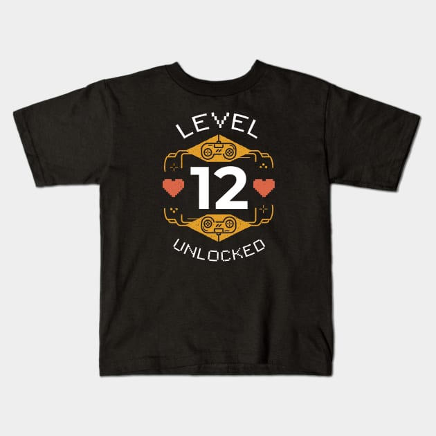 Retro Gaming Level 12 Unlocked Kids T-Shirt by SLAG_Creative